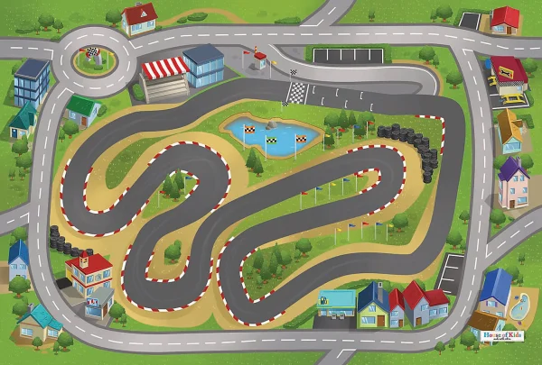 ACHOKA® Spielteppich Stadtrennsport, 80×120 Cm 1