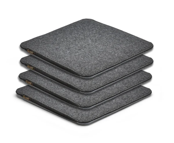 AMARE Sitzkissen 4er-Set Filz Stuhlkissen 40 Cm In Grau 3