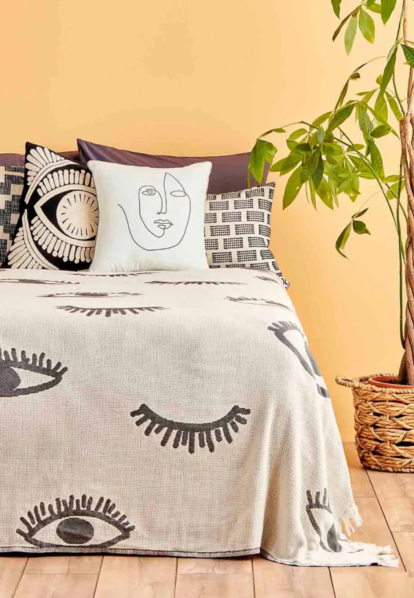 BELLA MAISON Tagesdecke Eyes In Anthracite 3