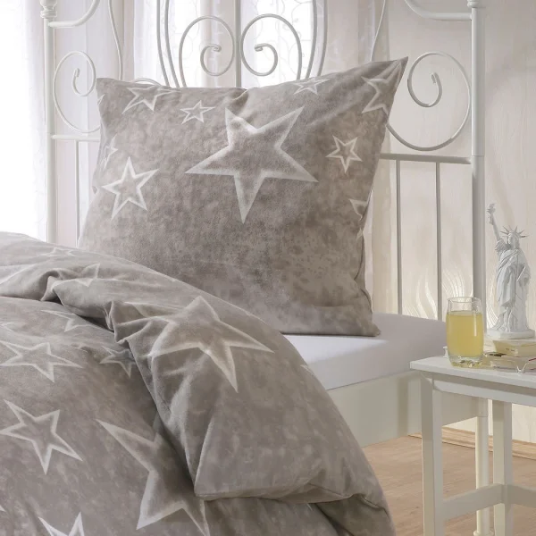 BettwarenShop Bettwäsche Sterne Taupe In Taupe 3