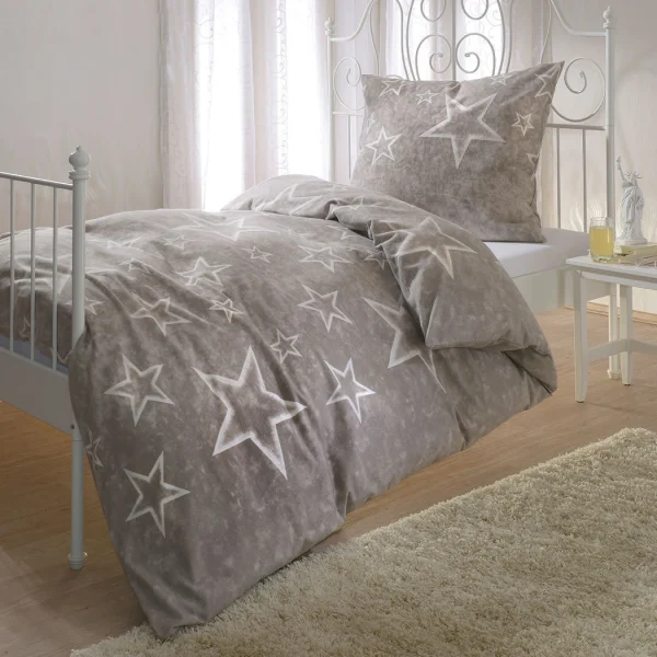 BettwarenShop Bettwäsche Sterne Taupe In Taupe 1