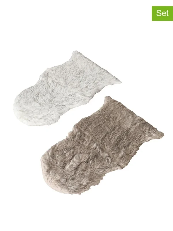 Boltze 2er-Set: Dekofelle “Furano” In Creme/ Hellbraun – (L)102 X (B)65 Cm 1