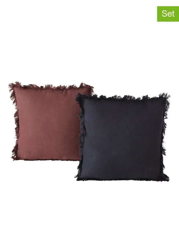 Boltze 2er-Set: Kissen “Lenea” In Braun/ Schwarz – (L)45 X (B)45 Cm 1