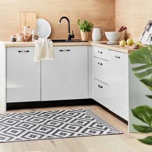 Butlers In- & Outdoor-Teppich Ethno Rauten L 150 X B 90cm COLOUR CLASH In Schwarz-Weiß 22