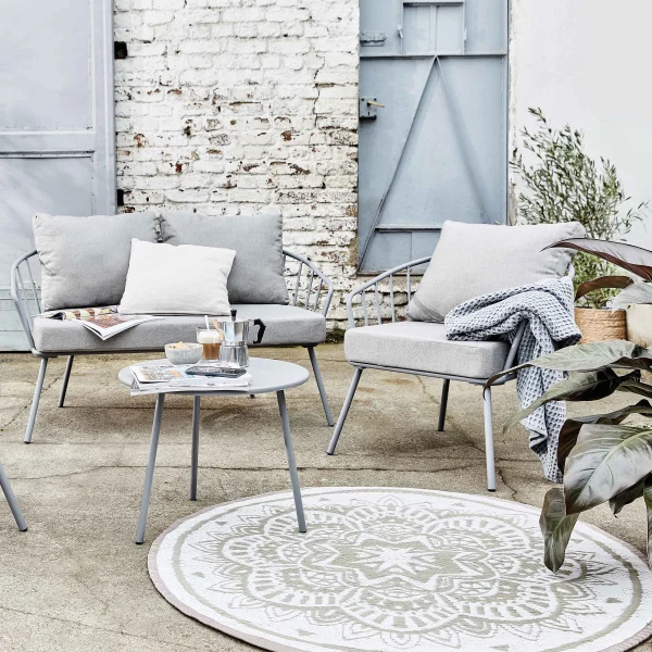 Butlers In- & Outdoor-Teppich Flora Ø118cm COLOUR CLASH In Natur-Weiß 3