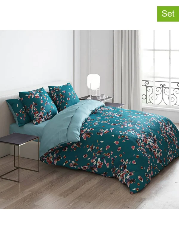Cacharel Satin-Bettwäsche-Set “Aurore” In Petrol 1