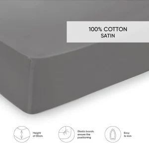 Cacharel Satin-Spannbettlaken “Uni” In Grau 9