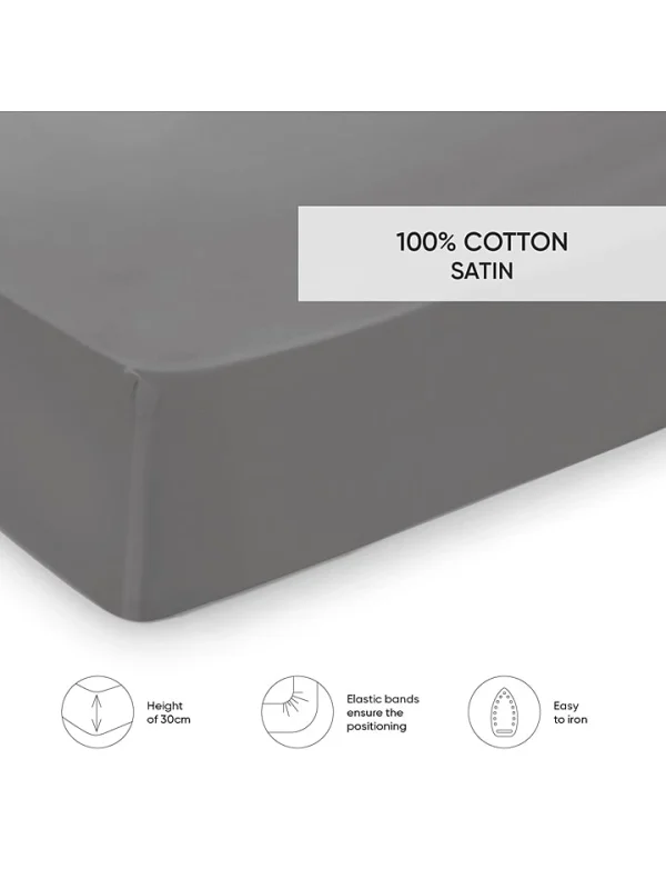 Cacharel Satin-Spannbettlaken “Uni” In Grau 4