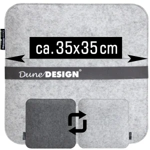 Dunedesign 2er Set Filz Stuhlkissen 35x35cm In Grau 13