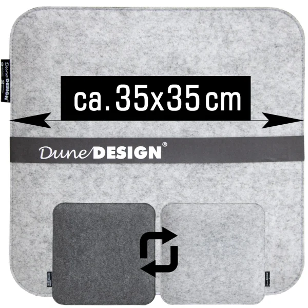 Dunedesign 2er Set Filz Stuhlkissen 35x35cm In Grau 3