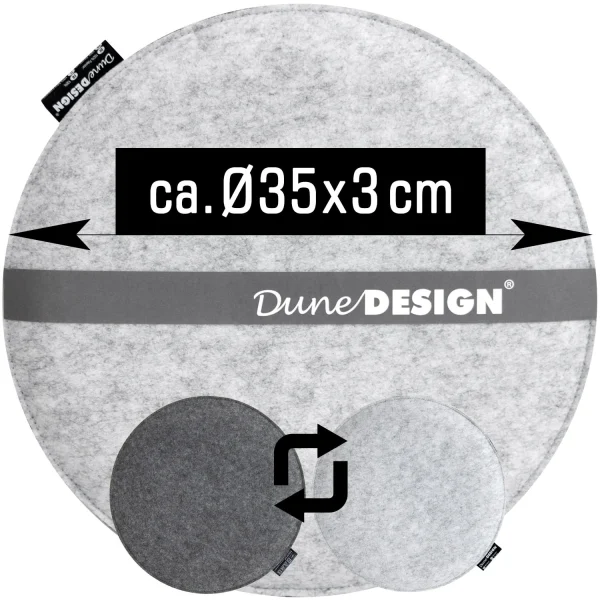 Dunedesign Filz Stuhlkissen Ø35cm In Grau 3