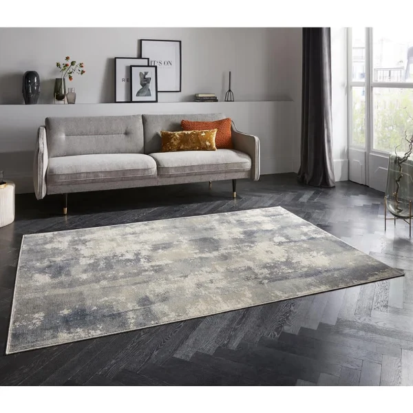 ELLE DECORATION Kurzflor Teppich Allier Blau Grau Creme 5