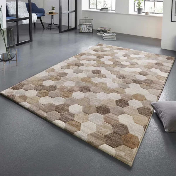 ELLE DECORATION Kurzflor Teppich Manosque Creme Beige Braun 6