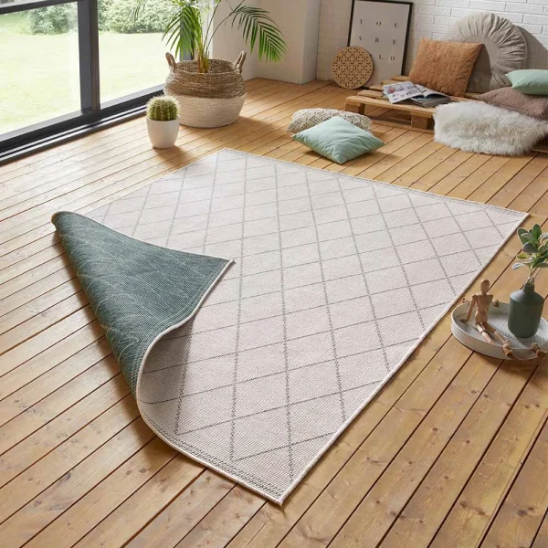 Freundin Home Collection In- & Outdoor Wendeteppich Daisy Grün Creme 3