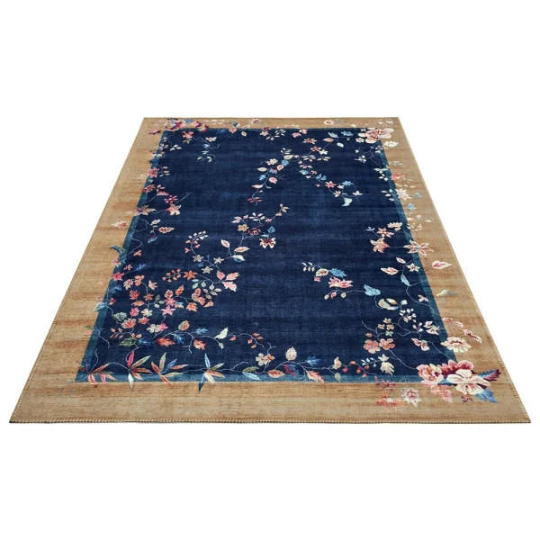 Freundin Home Collection Kurzflor Teppich Orientalisch Gloriosa Dunkelblau Beige 3