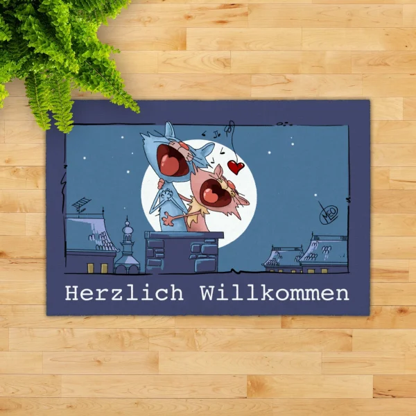 GMD Living Fußmatte LEIPZIG “Herzlich Willkommen” In Farbe Lila 3