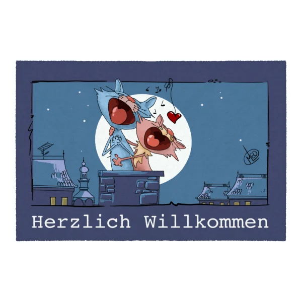 GMD Living Fußmatte LEIPZIG “Herzlich Willkommen” In Farbe Lila 1