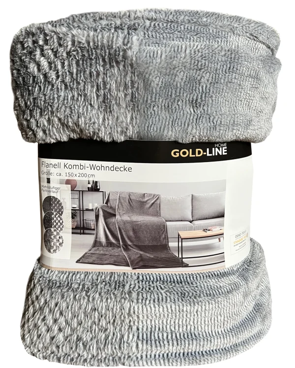 GMD Living Microfaser Kuscheldecke FLANELL-KOMBI In Farbe Grau 1