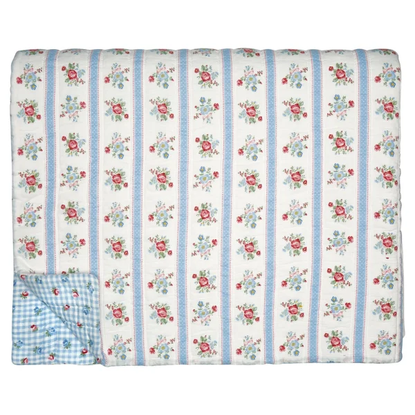 Greengate Quilt EVIE 180×230 Weiß Blau Mit Blumen 1