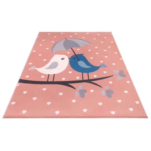 Hanse Home Kinderteppich Kurzflor Love Birds Vögel Rosa 4