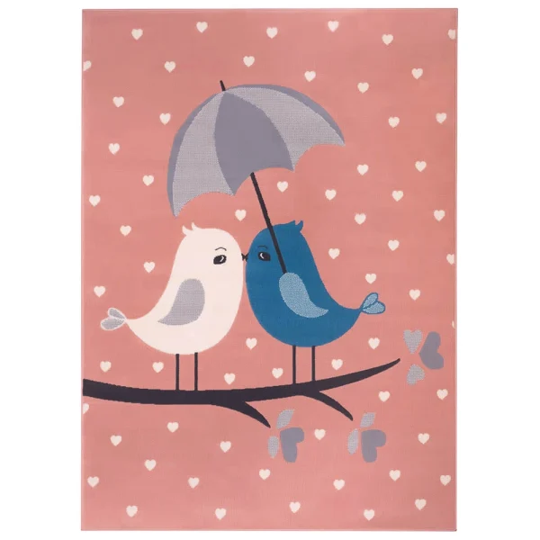 Hanse Home Kinderteppich Kurzflor Love Birds Vögel Rosa 1