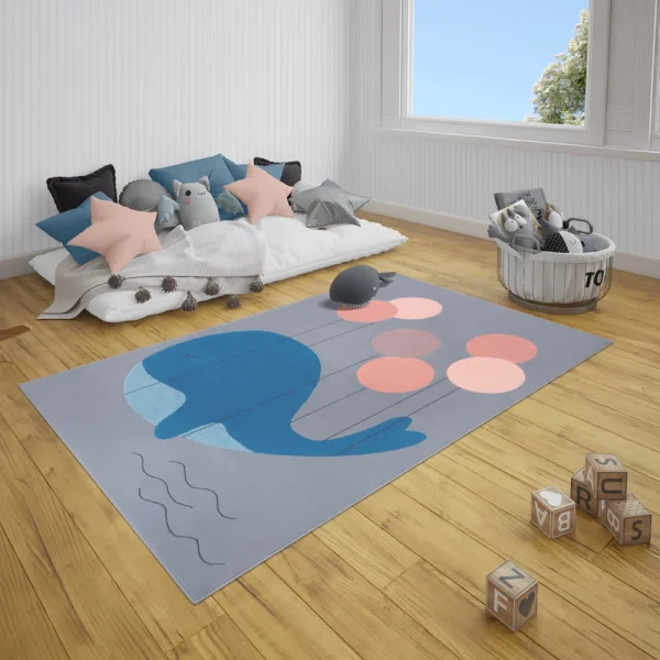 Hanse Home Kinderteppich Kurzflor Whale Buddy Wal Grau 3