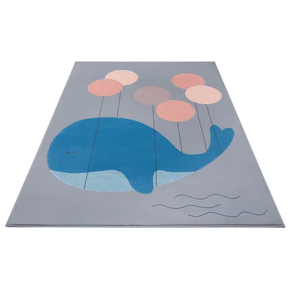 Hanse Home Kinderteppich Kurzflor Whale Buddy Wal Grau 4