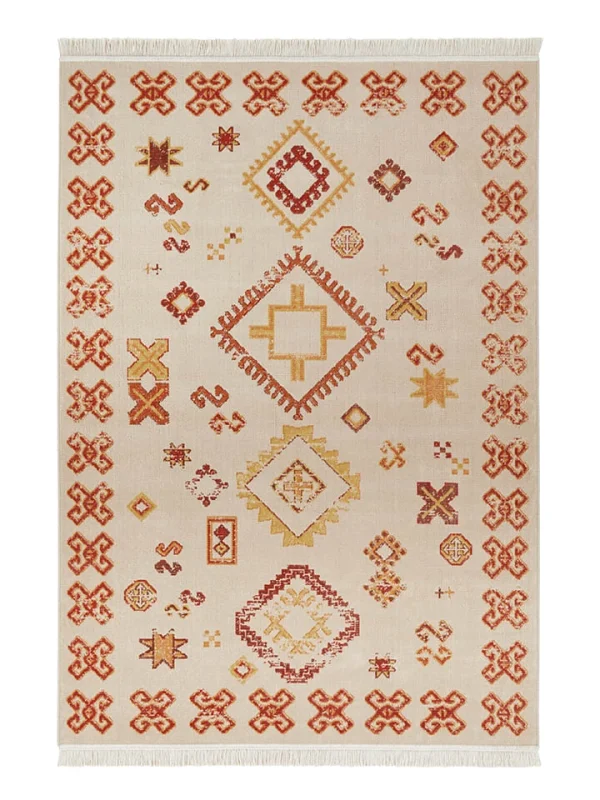 Hanse Home Kurzflor-Teppich “Mata” In Creme/ Rot 1