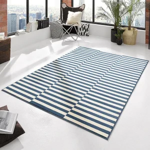 Hanse Home Kurzflor Teppich Panel Blau Creme 9