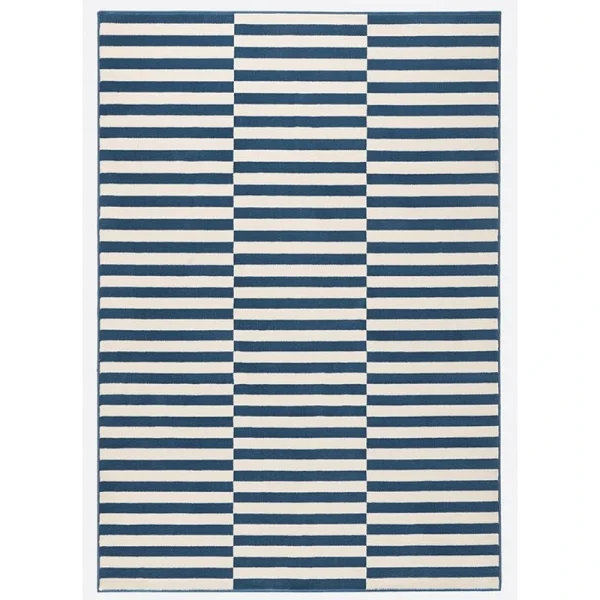 Hanse Home Kurzflor Teppich Panel Blau Creme 1