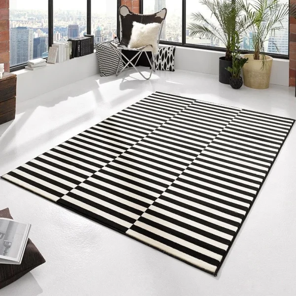 Hanse Home Kurzflor Teppich Panel Schwarz Creme 4