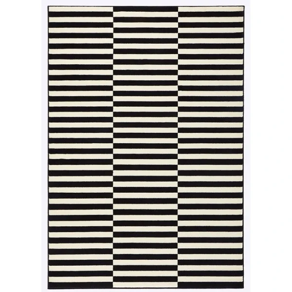 Hanse Home Kurzflor Teppich Panel Schwarz Creme 1