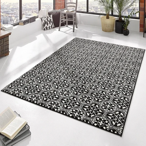Hanse Home Kurzflor Teppich Pattern Schwarz Creme 4