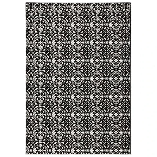 Hanse Home Kurzflor Teppich Pattern Schwarz Creme 1