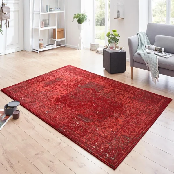 Hanse Home Kurzflor Teppich Plume Rot Braun 3