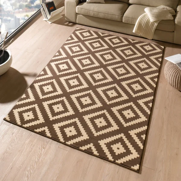 Hanse Home Kurzflor Teppich Raute Dunkelbraun Choco 5