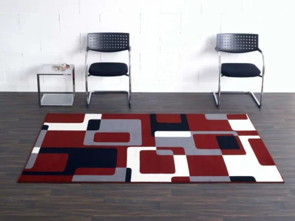 Hanse Home Kurzflor Teppich Retro Rot/grau/schwarz/creme 1