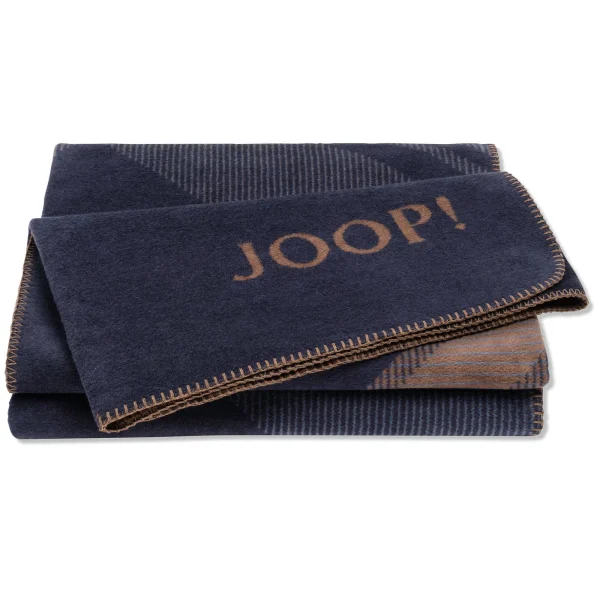 JOOP! Wohndecken Checks In Marine-karamell 1