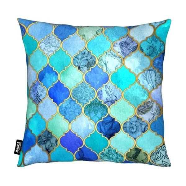 Juniqe Kissen “Cobalt Moroccan Tile Pattern” In Blau & Grün 3