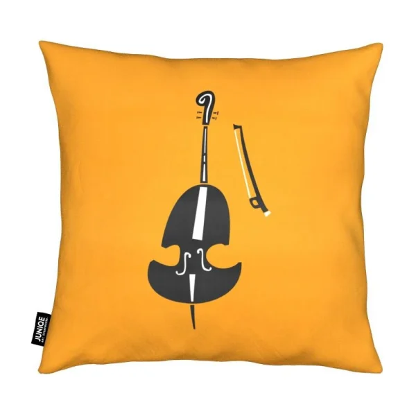 Juniqe Kissen “Double Bass” In Grau & Orange 3