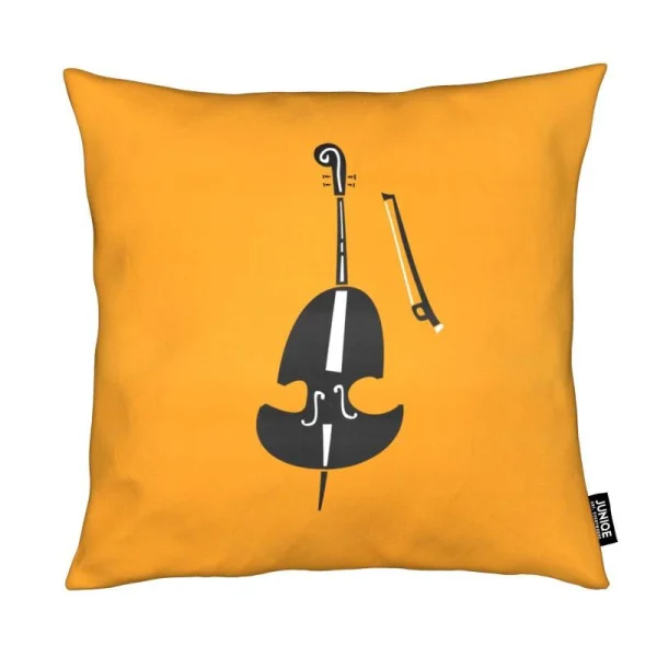 Juniqe Kissen “Double Bass” In Grau & Orange 1