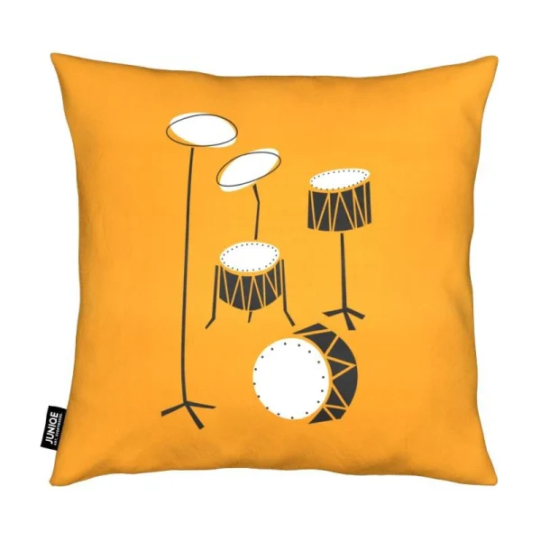 Juniqe Kissen “Drums” In Grau & Orange 3