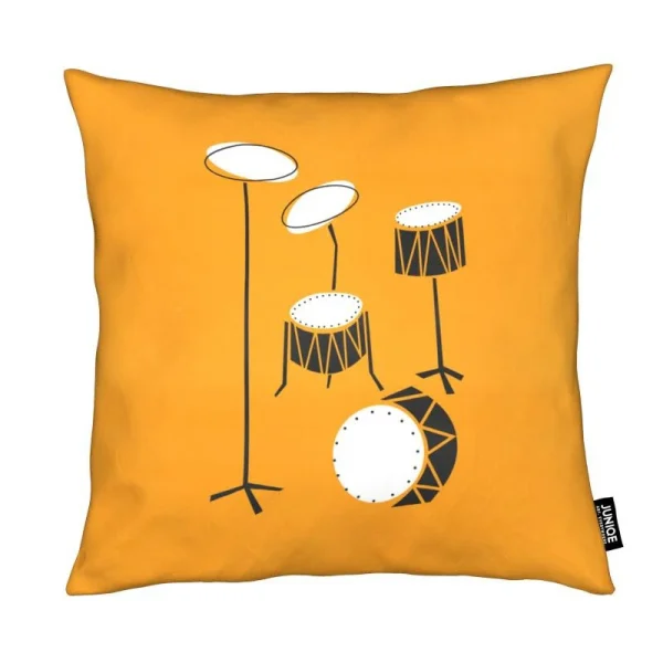 Juniqe Kissen “Drums” In Grau & Orange 1