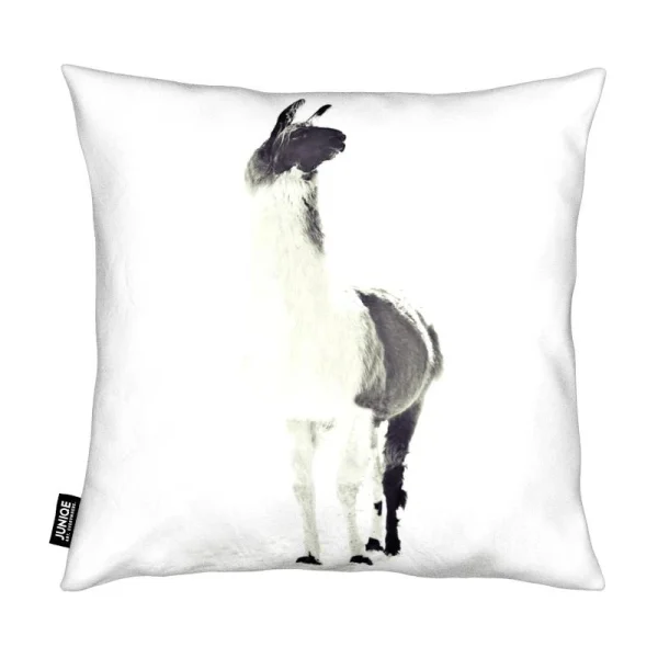 Juniqe Kissen “Fluffy Lama” In Grau & Schwarz 3