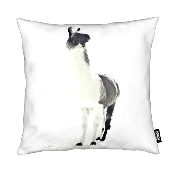 Juniqe Kissen “Fluffy Lama” In Grau & Schwarz 1