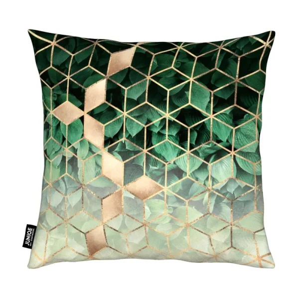 Juniqe Kissen “Leaves & Cubes” In Grün 3