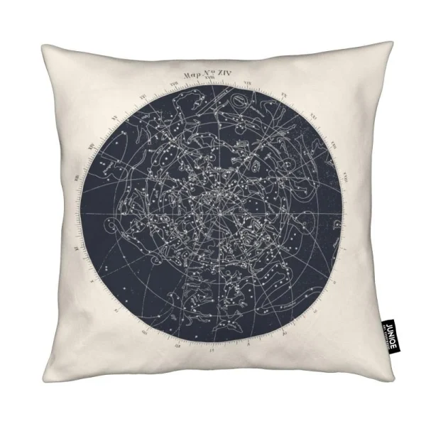 Juniqe Kissen “Map N°XIV” In Blau & Cremeweiß 1