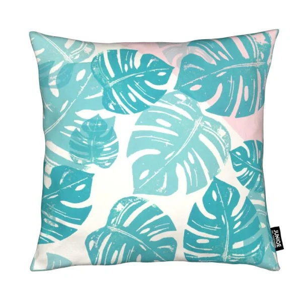 Juniqe Kissen “Monstera Rosy” In Grün & Rosa 1