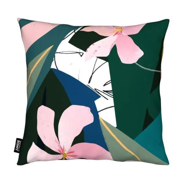 Juniqe Kissen “Oleander” In Grün & Rosa 3