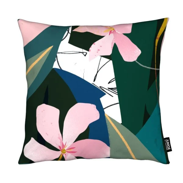 Juniqe Kissen “Oleander” In Grün & Rosa 1